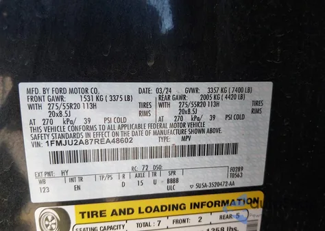 2024 Ford Expedition Limited from USA, damaged, VIN 1FMJU2A87REA48602